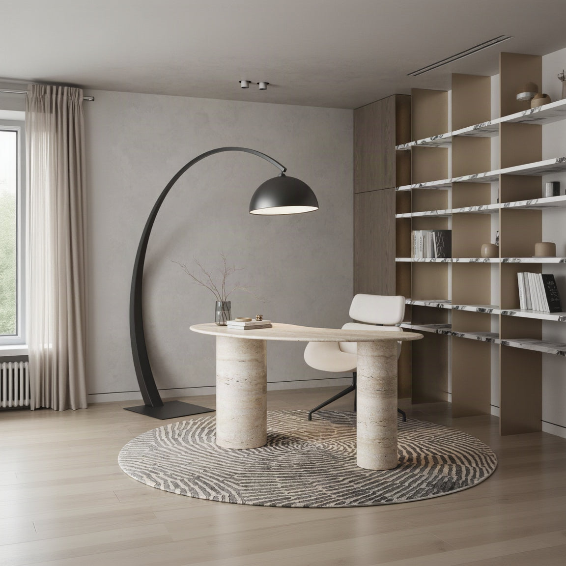 Darcia Irregular Top Travertine Desk