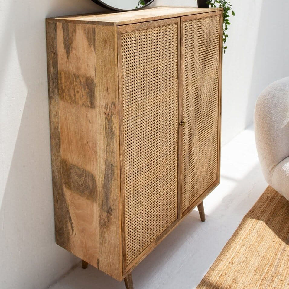 Marcella Rustic Mango Wood Slatted Cabinet (3 Sizes)