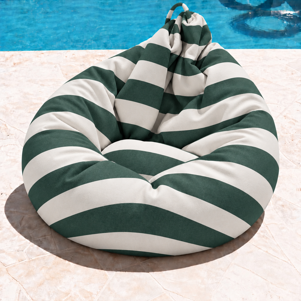 Nerlo Green Striped Outdoor Bean Bag