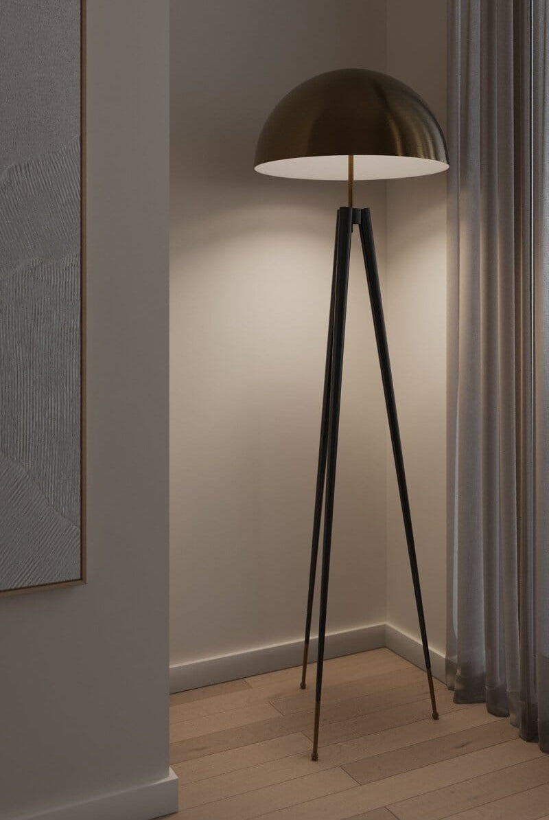 Black & Gold Mushroom Tripod Floor Lamp Home