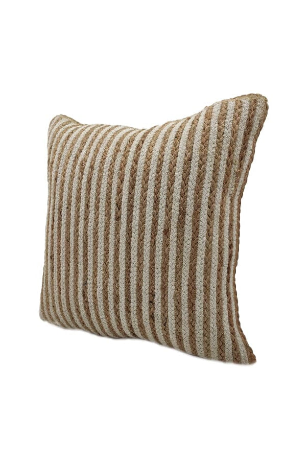 Beige Lined Jute Cushion (45x45 CM)