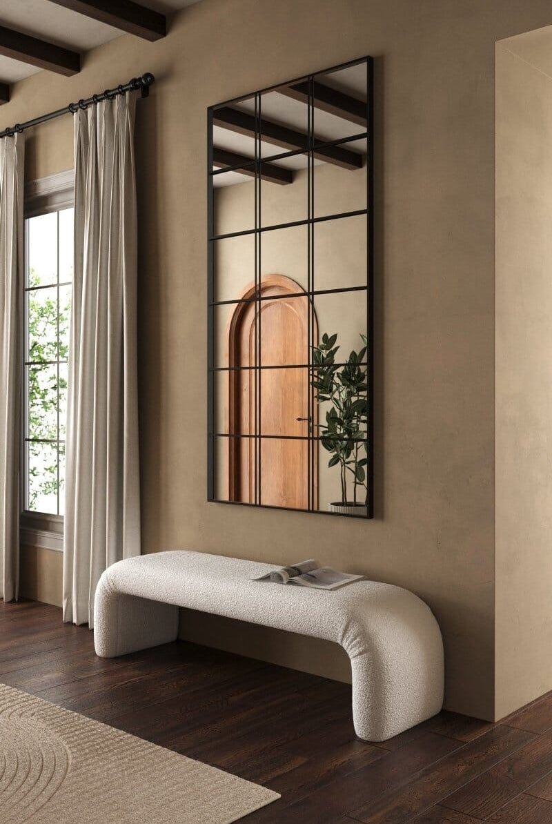 Lavinia Black Rectangular Window Mirror (2 Sizes) Mirrors Homekode