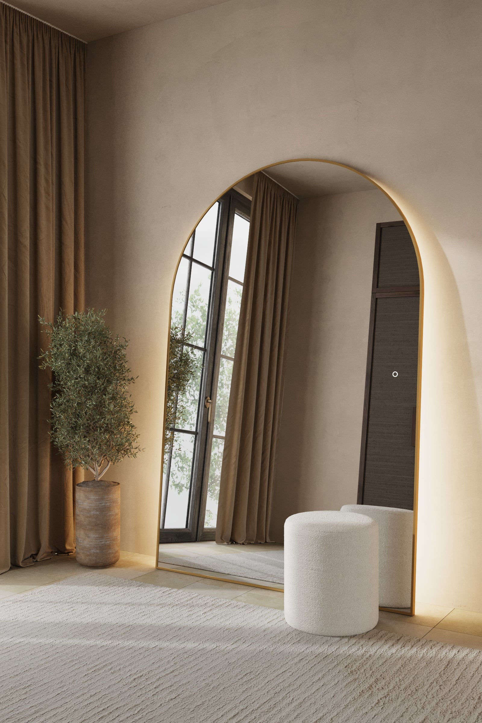 Alev Gold Arched LED Wall Mirror with Soft Backlighting