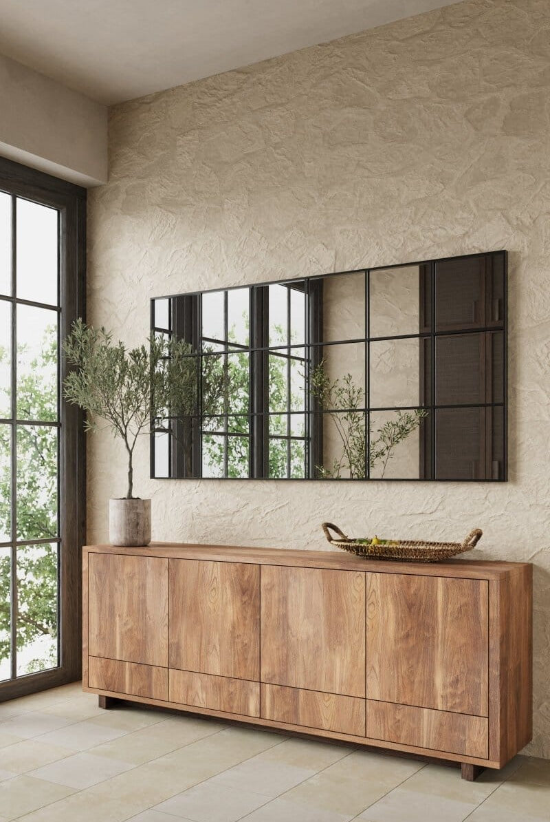 Lavinia Black Rectangular Window Mirror (2 Sizes) Mirrors Homekode