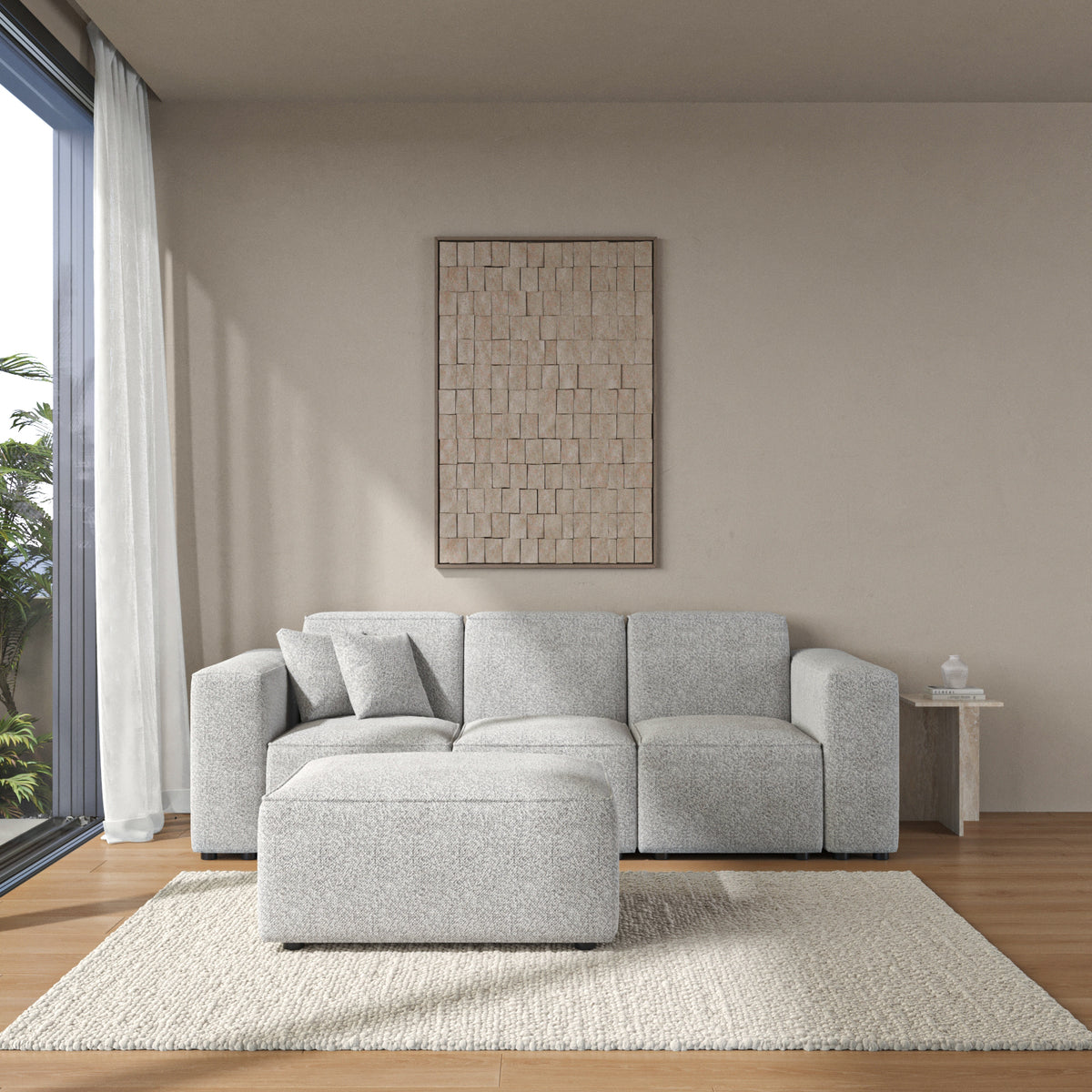 Aysun Frosted Pebble Modular Sofa with Ottoman – Subtle Elegance – Homekode