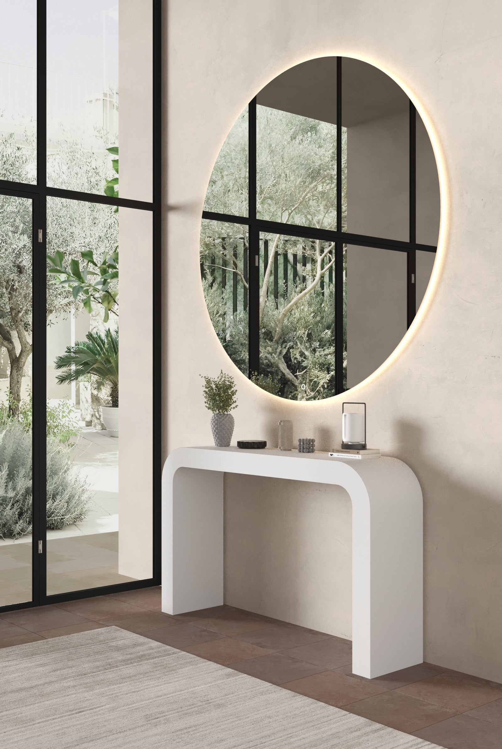 X large Frameless Round Wall Mirror with Backlit LED (150CM)