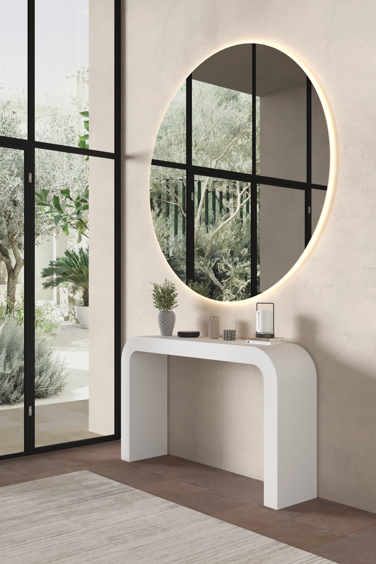 X large Frameless Round Wall Mirror with Backlit LED (150CM)