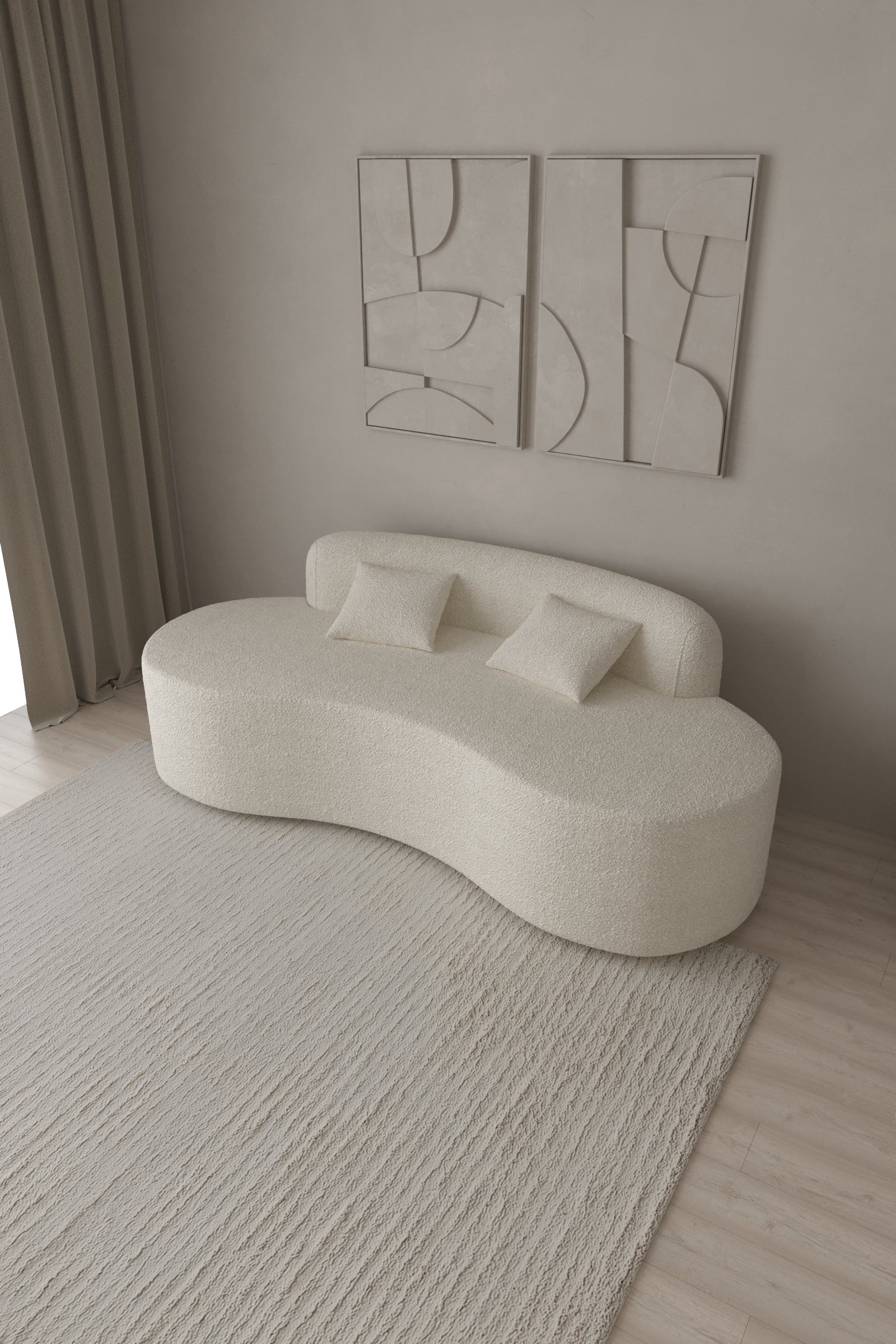 Yasma Boucle Curved Sofa