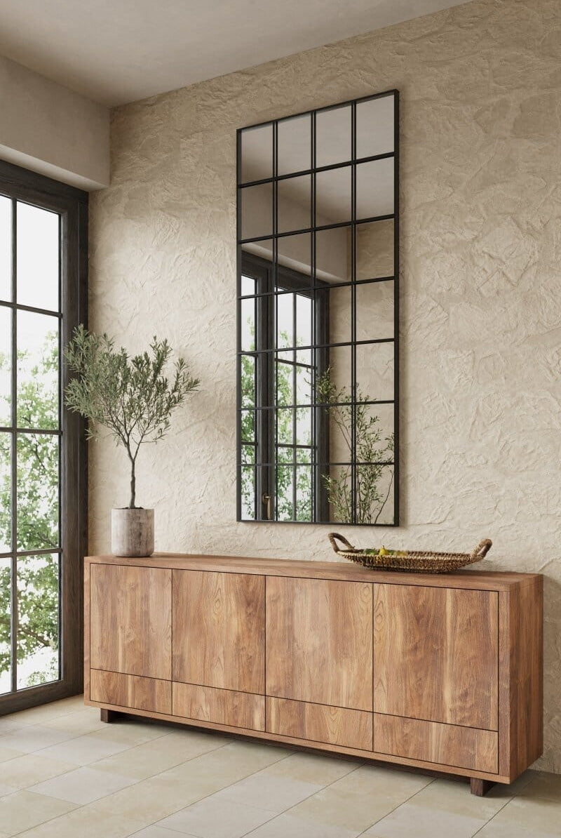 Lavinia Black Rectangular Window Mirror (2 Sizes) Mirrors Homekode 180x80 CM