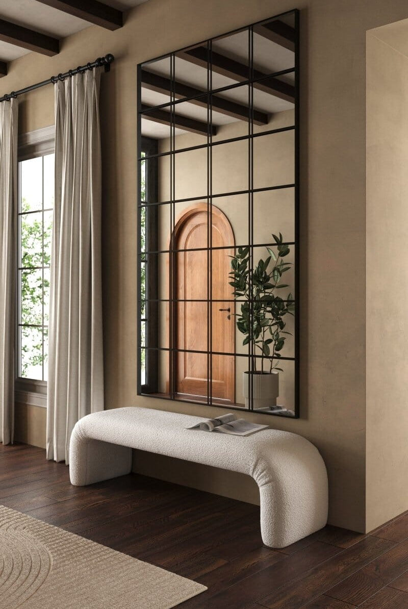 Freya XL Black Rectangular Window Mirror (210x120 CM)