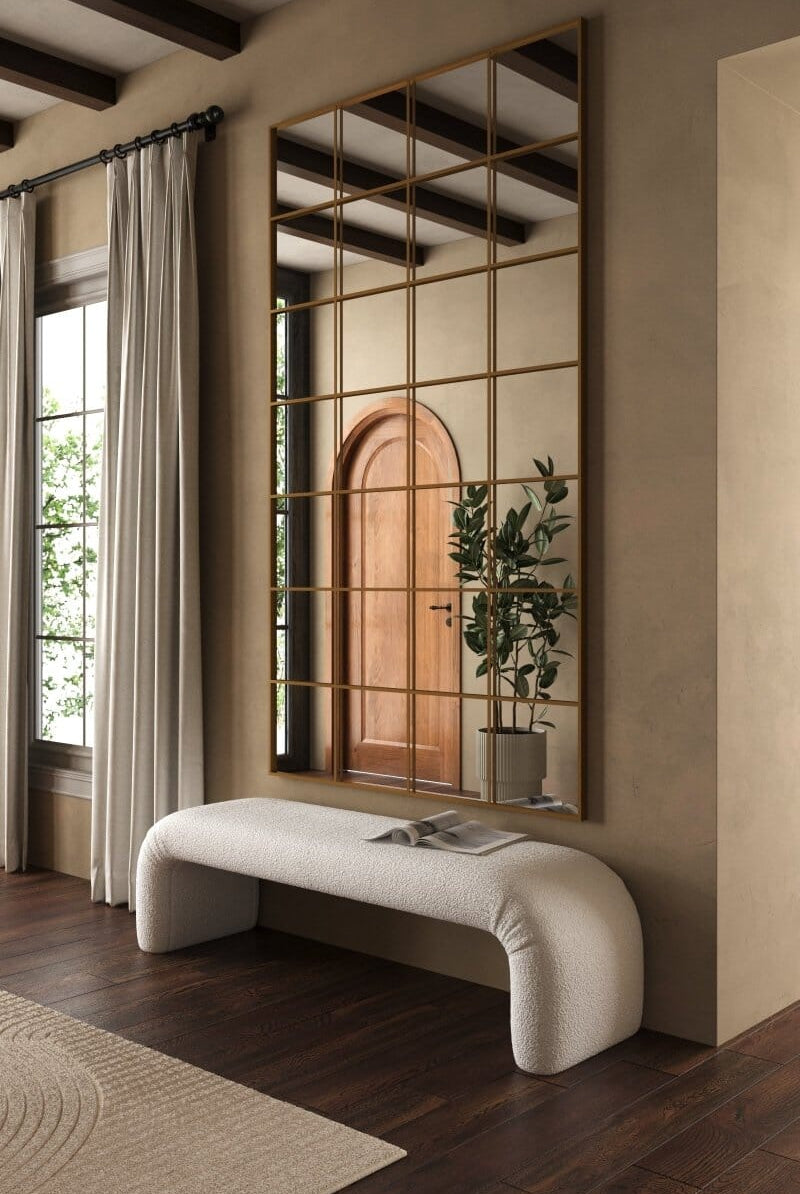 Freya XL Brass Rectangular Window Mirror (210x120 CM) Mirrors Homekode