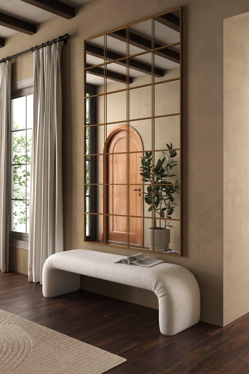 Freya XL Brass Rectangular Window Mirror (210x120 CM) Mirrors Homekode