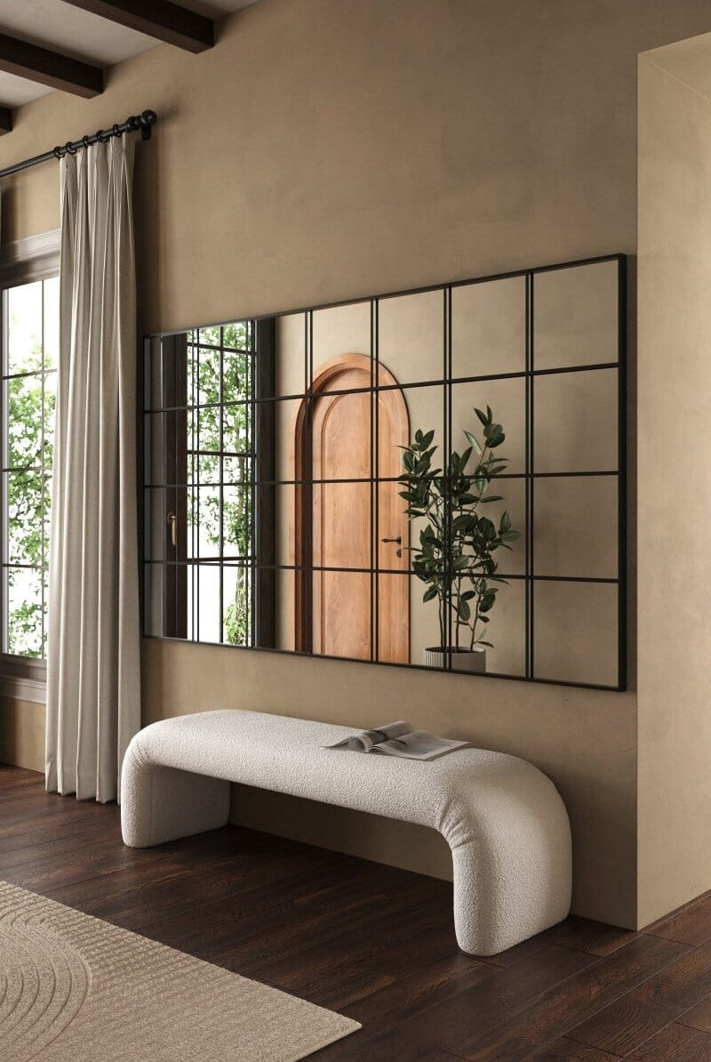 Freya XL Black Rectangular Window Mirror (210x120 CM) Mirrors Homekode