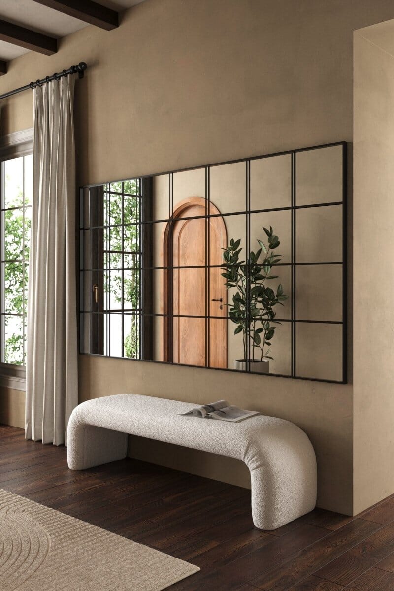 Freya XL Black Rectangular Window Mirror (210x120 CM) Mirrors Homekode