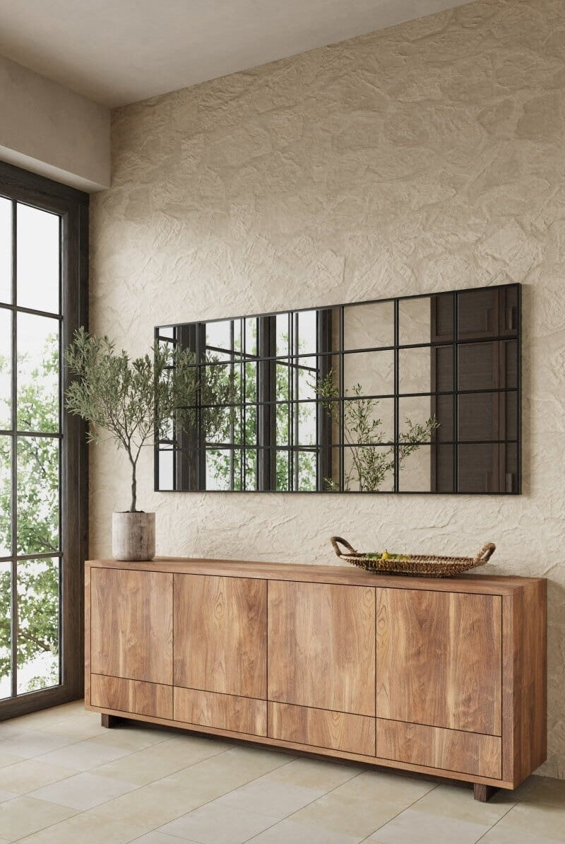 Lavinia Black Rectangular Window Mirror (2 Sizes) Mirrors Homekode