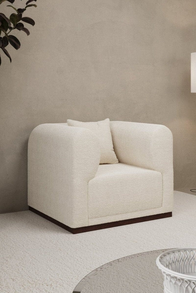 Breanna Off White Boucle Lounge Sofa Chair