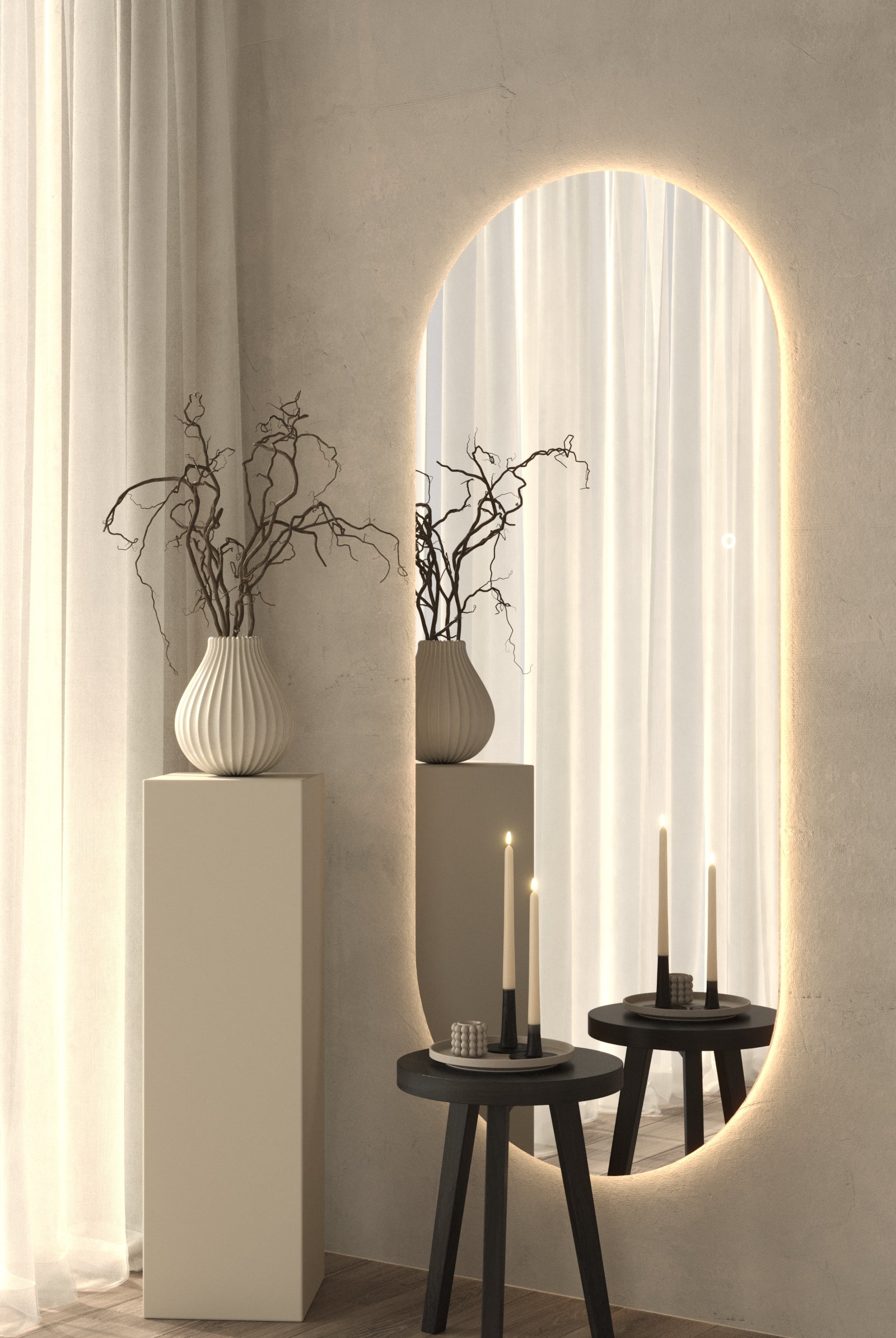 Maelis Backlit Frameless Oval Backlit Mirror (4 Sizes)