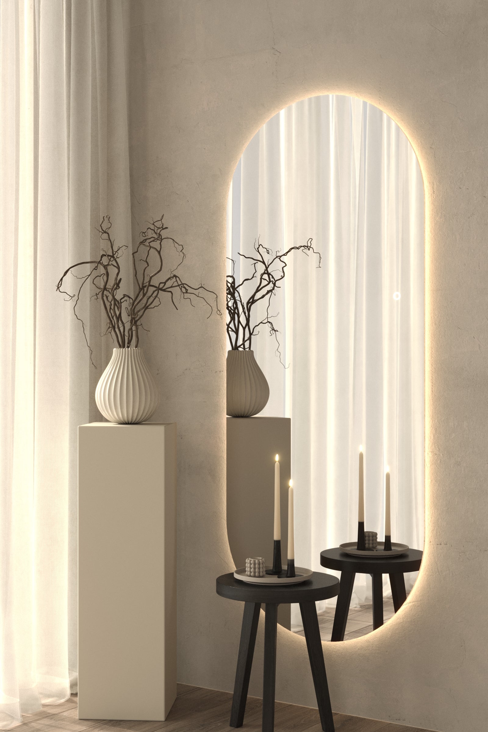 Maelis Backlit Frameless Oval Backlit Mirror (4 Sizes)