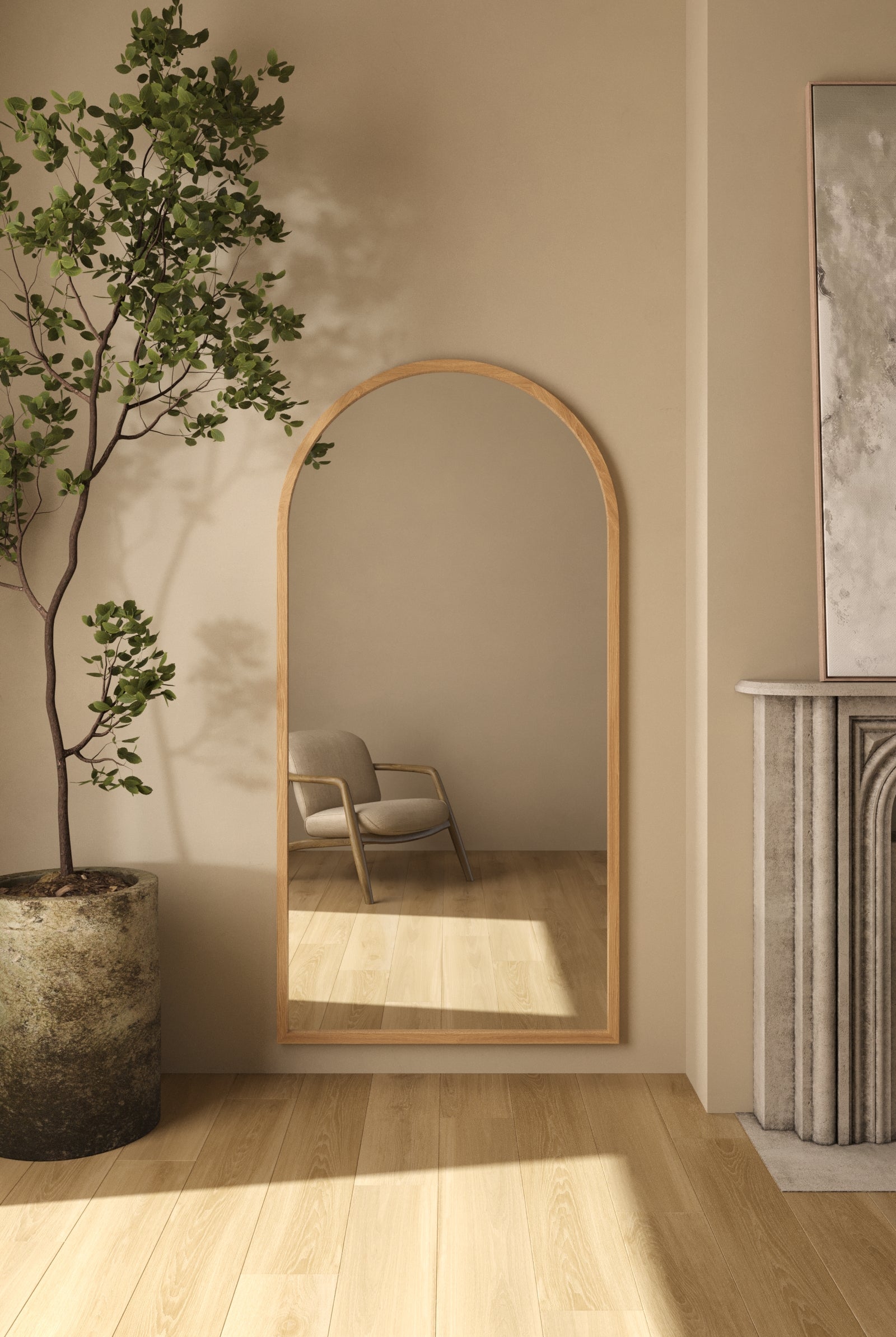 Eleanor Light Wood Arch Mirror (2 Sizes)