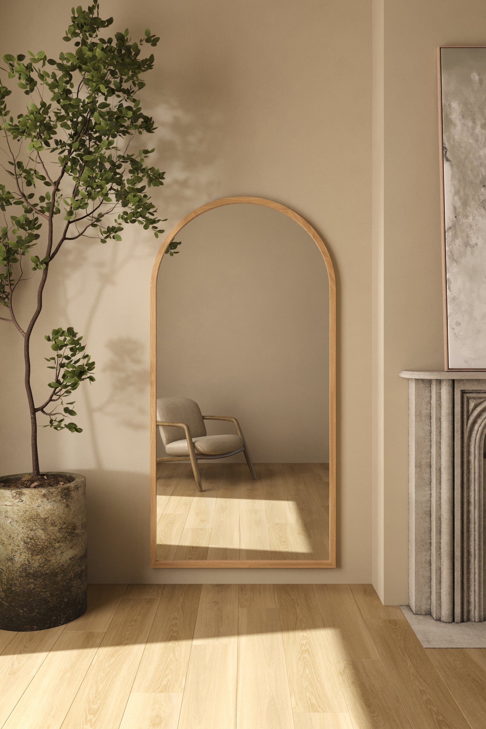 Eleanor Light Wood Arch Mirror (2 Sizes)