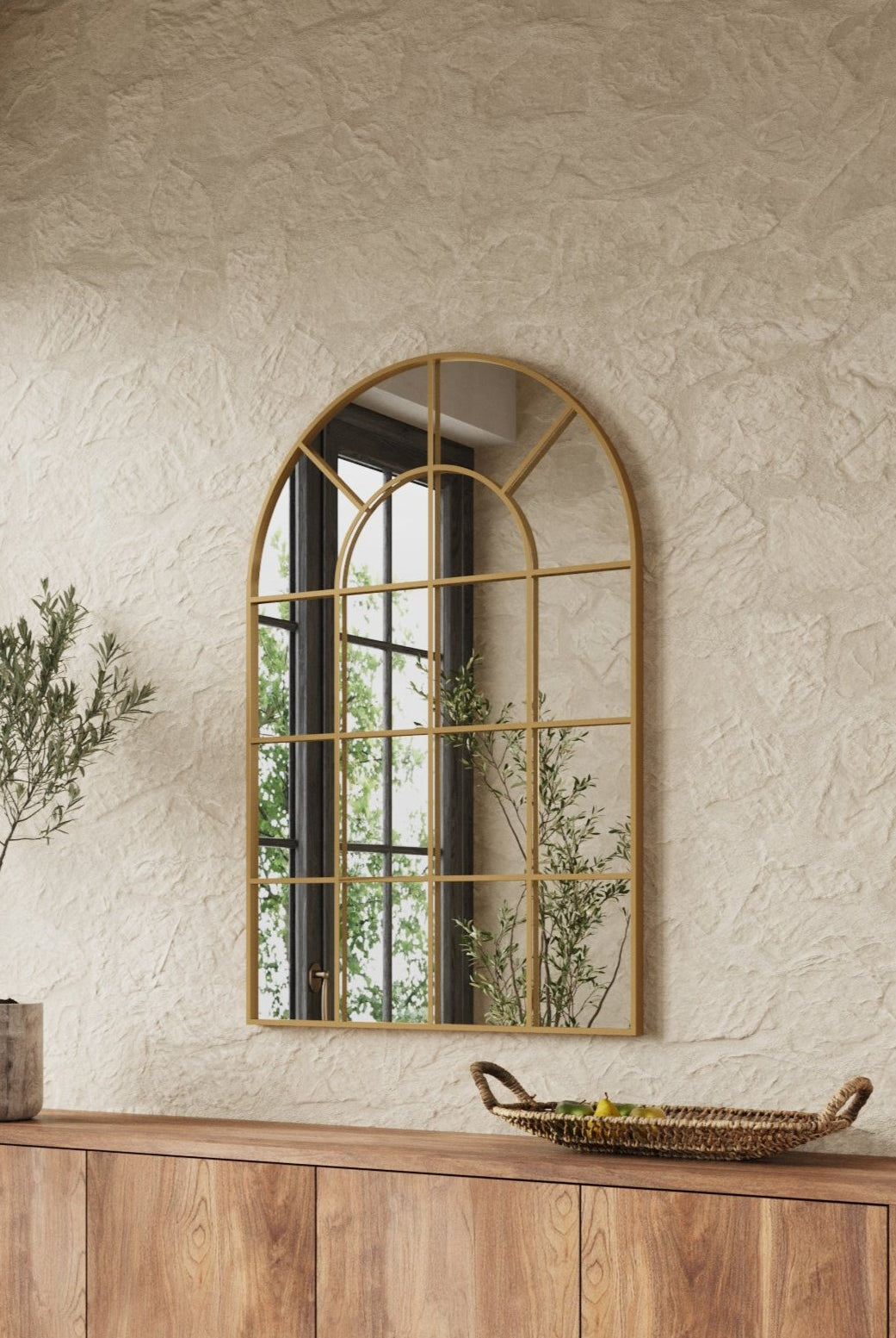 Astrid Gold Window Wall Arch Mirror (120x80 CM)