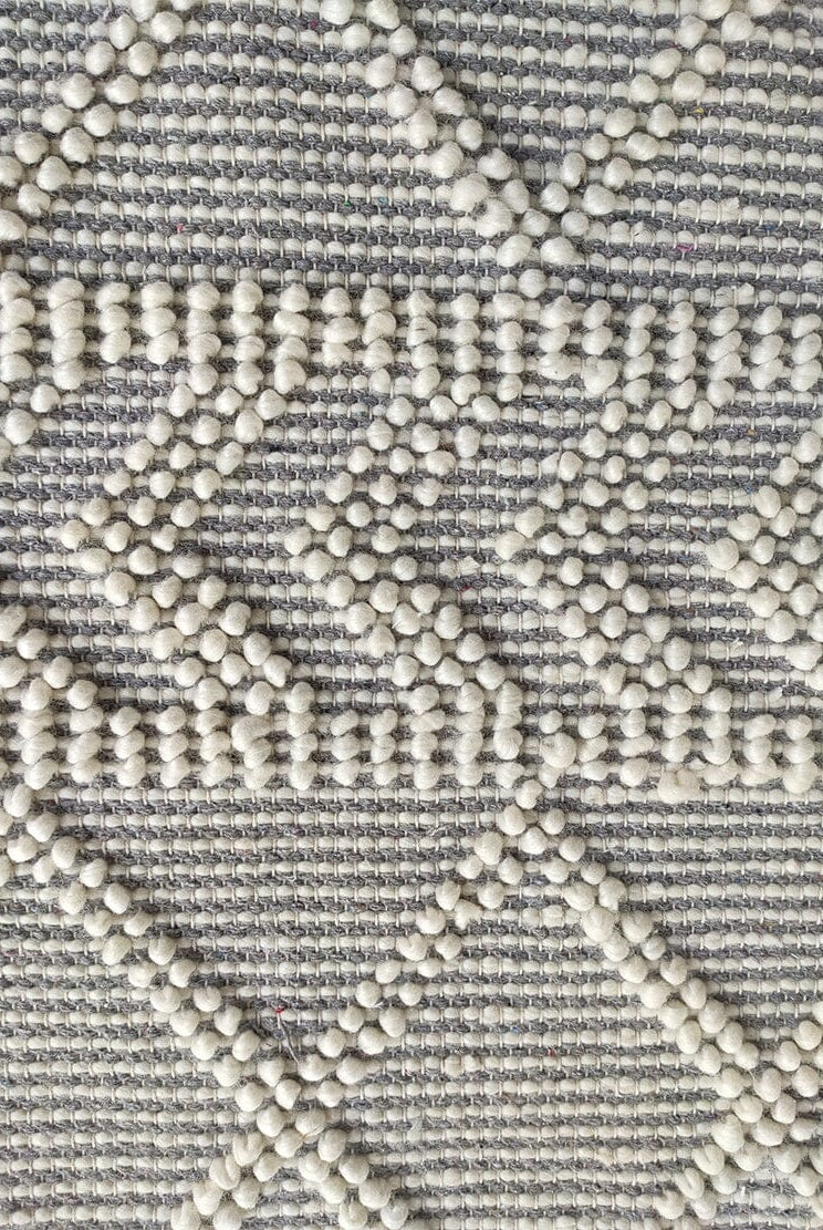 Ethereal Pathway - Natural White Woven Patterned Rug (200x80 CM)