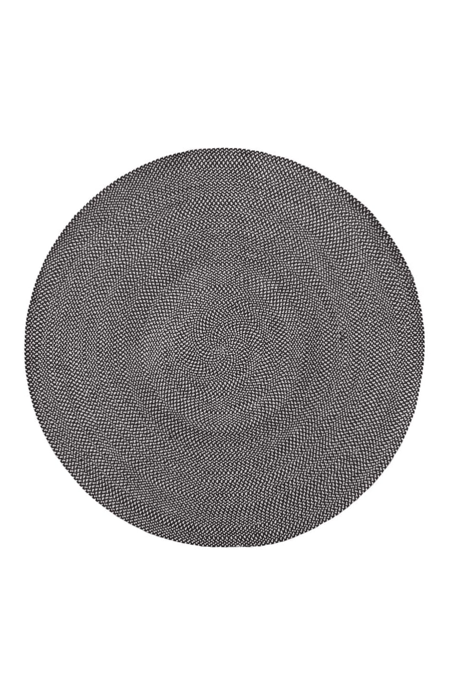 GeoWeave - White & Black Braided Round Rug (3 Sizes)