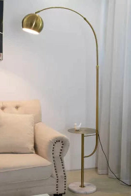 Gold arched Floor Lamp With Side Table Homekode