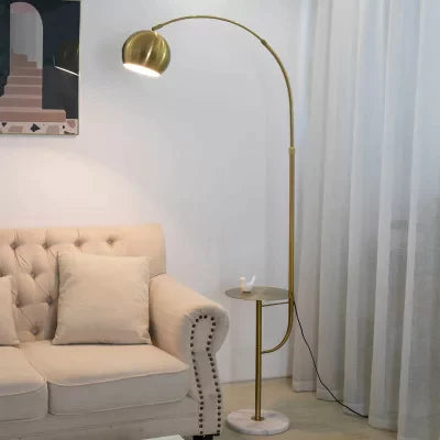 Gold arched Floor Lamp With Side Table Homekode