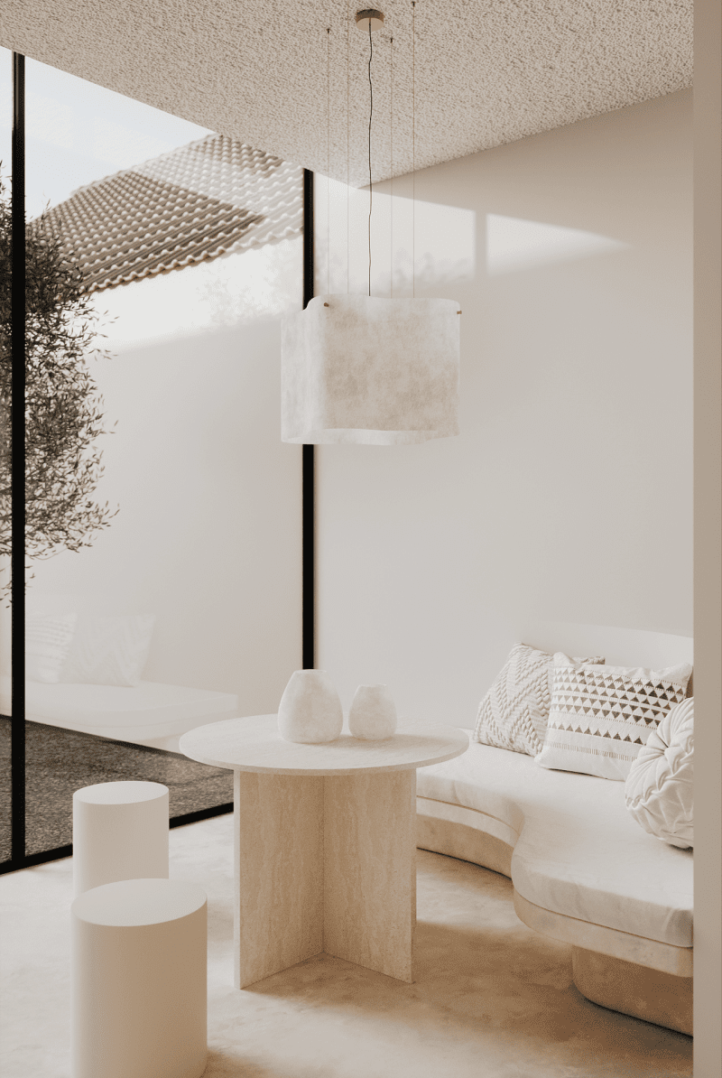 Arya Round Travertine Dining Table