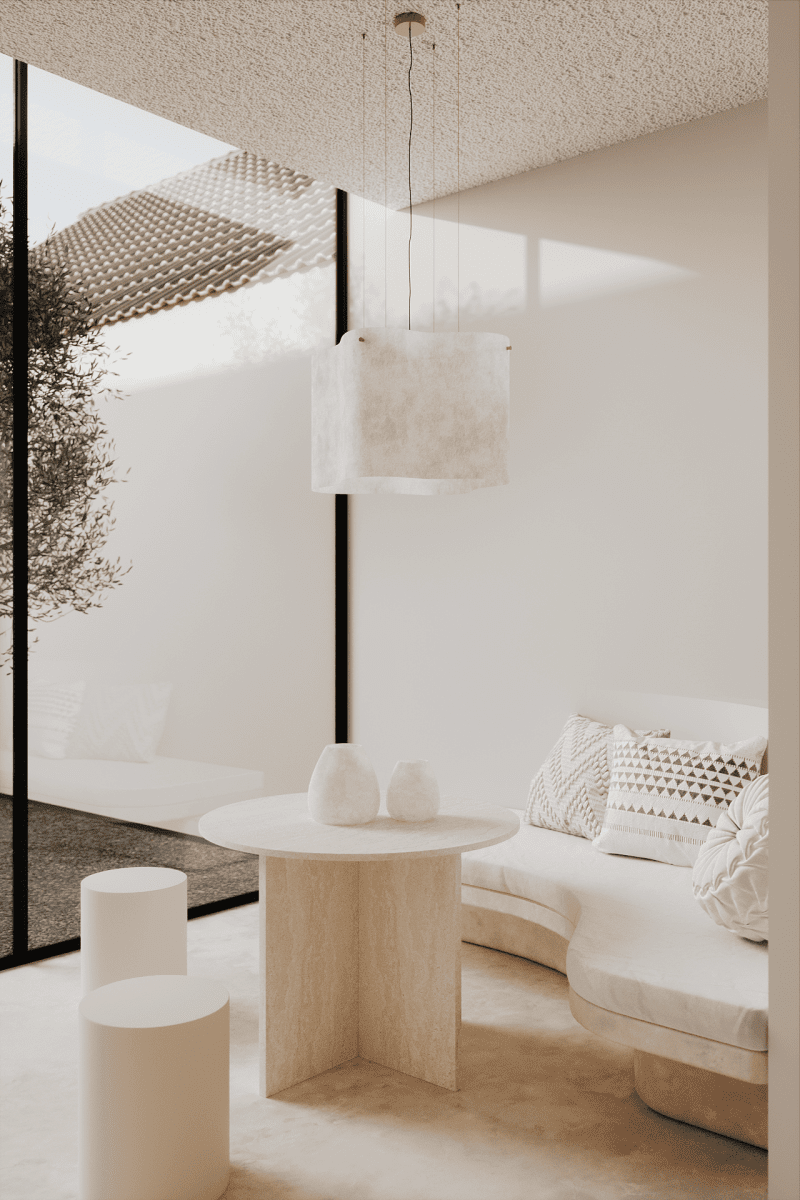 Arya Round Travertine Dining Table