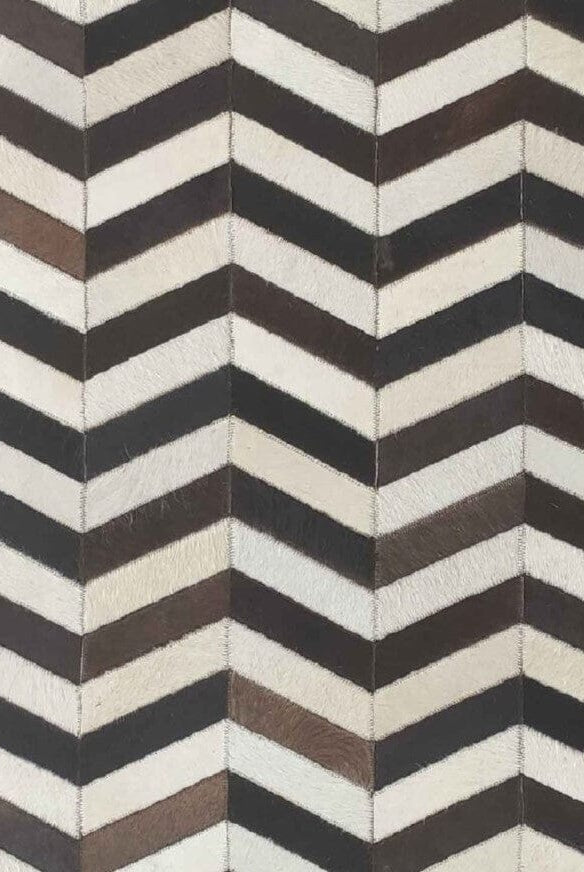Large Monochrome Zig Zag Leather Rug (4 Sizes)