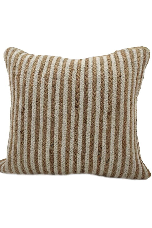 Beige Lined Jute Cushion (45x45 CM)