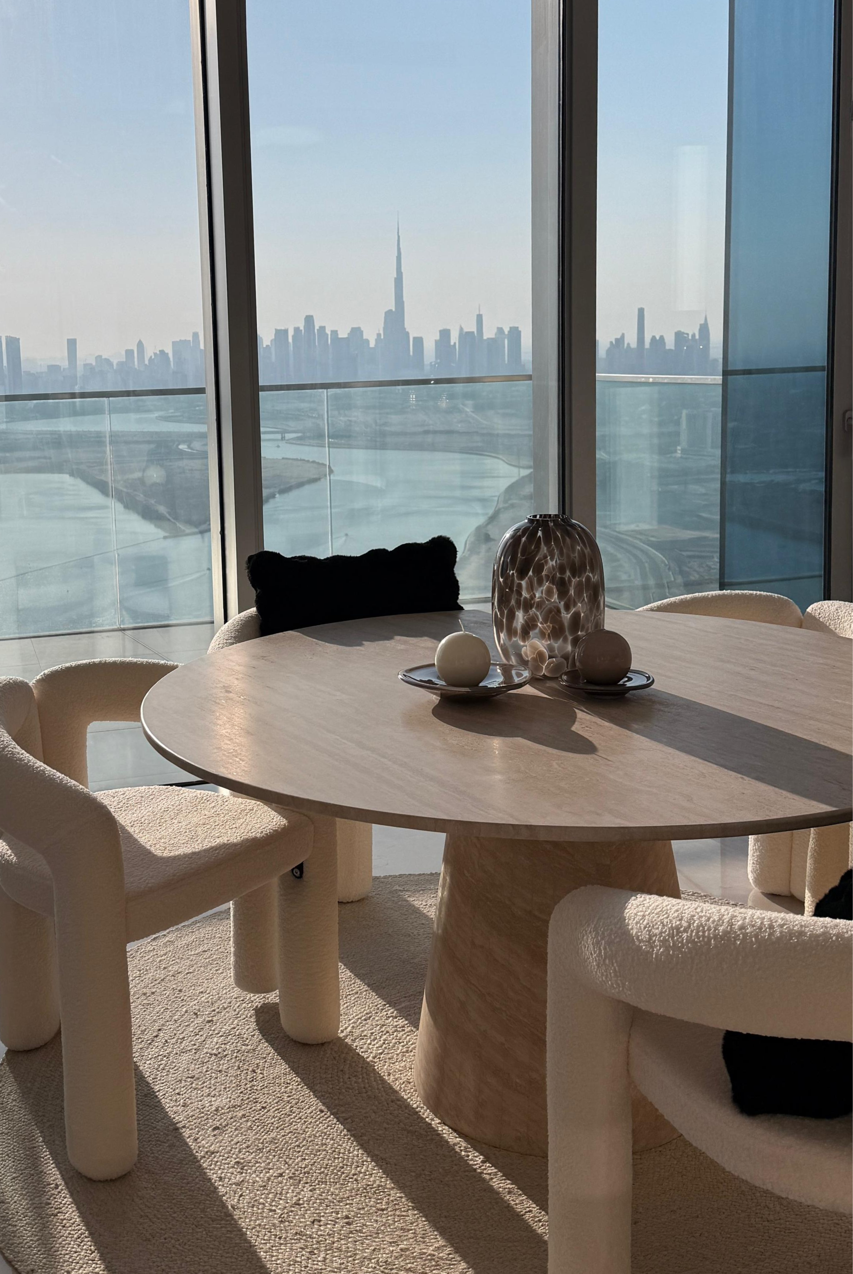 Belova Travertine Round Dining Table