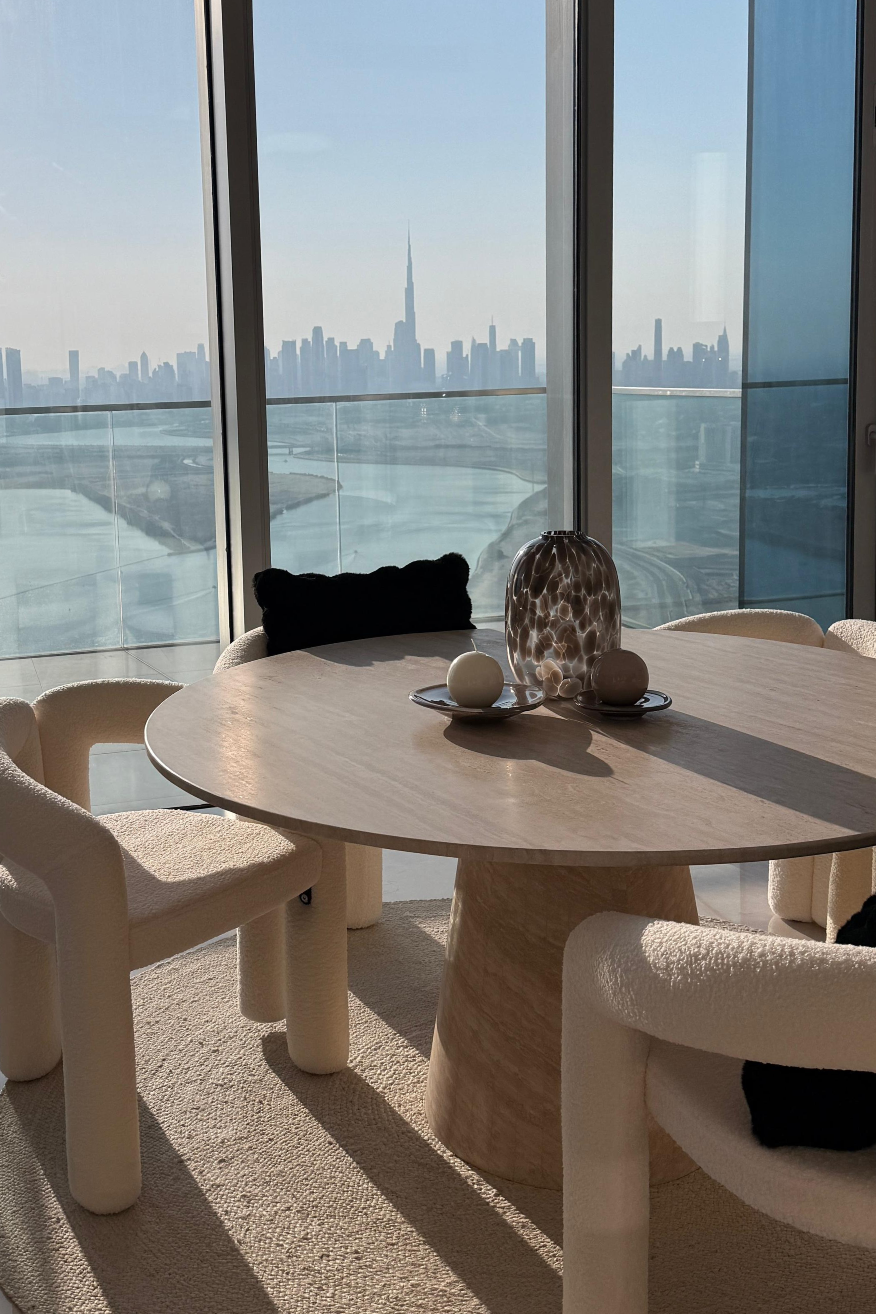 Belova Travertine Round Dining Table