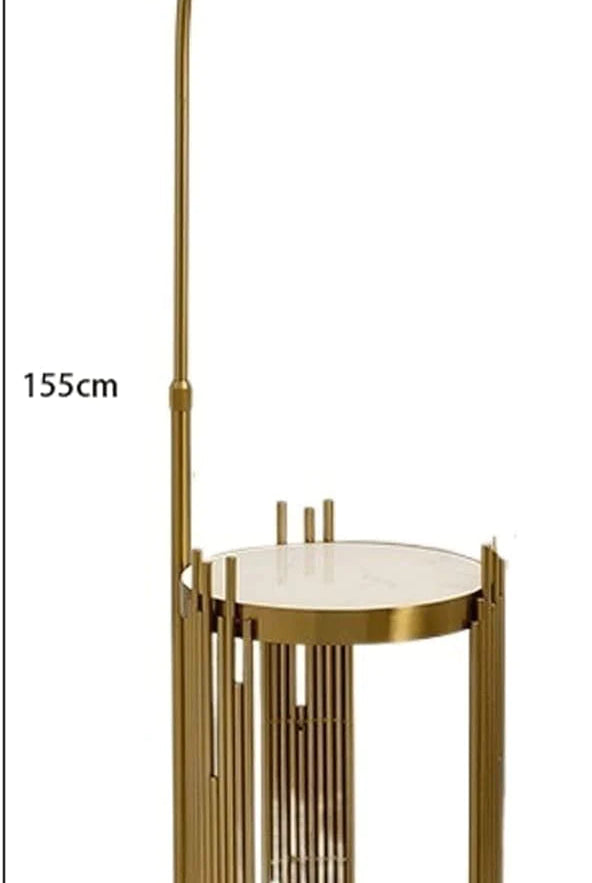 Gold arched Floor Lamp With Side table