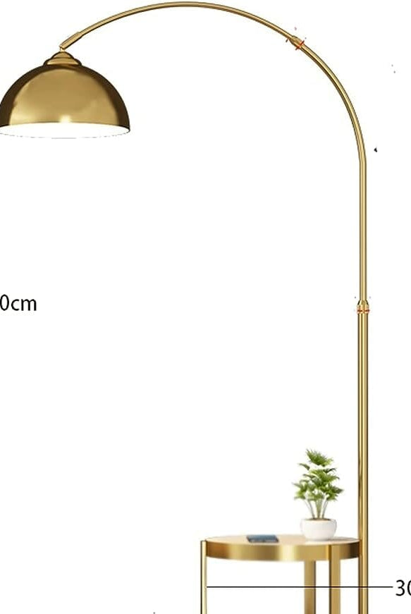 Gold and White arched Floor Lamp With Side table Homekode