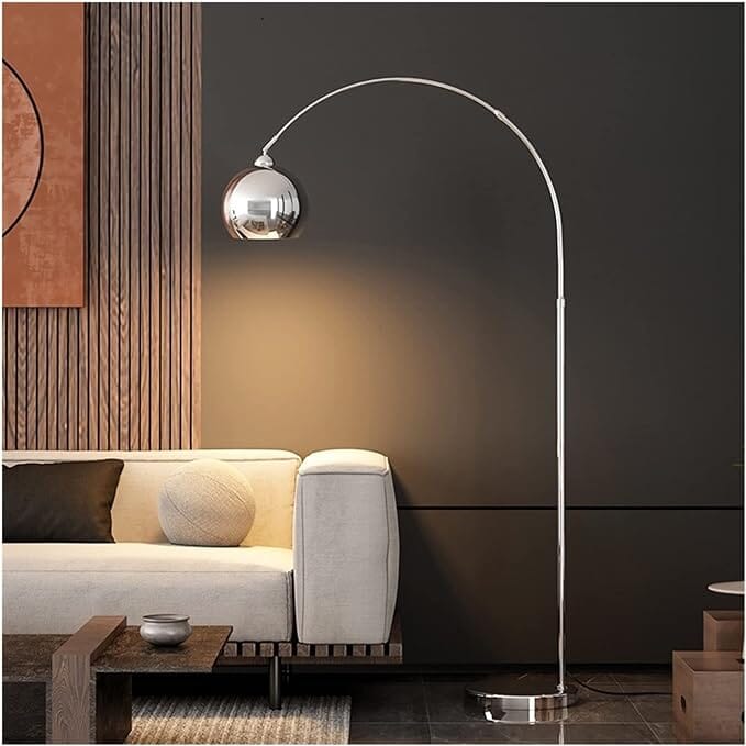 Nordic Silver Chromed Arched Floor Lamp