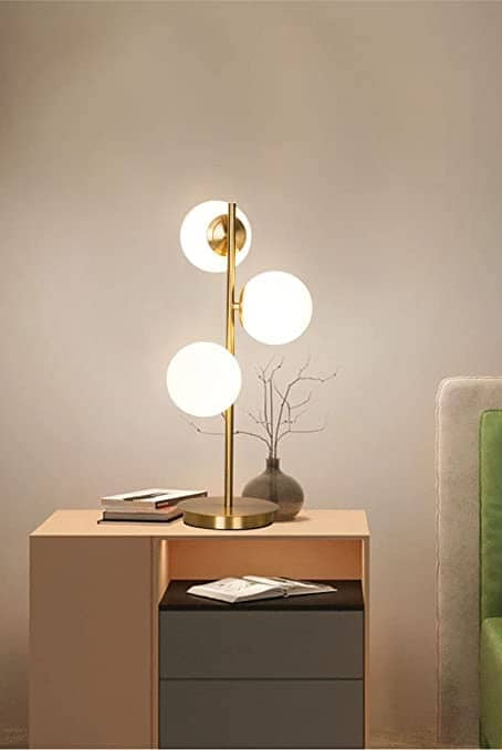 Gold Mid Century Globe Table Lamp (3 Bulbs)