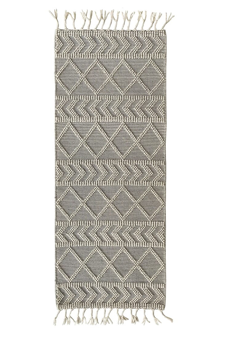 Ethereal Pathway - Natural White Woven Patterned Rug (200x80 CM)
