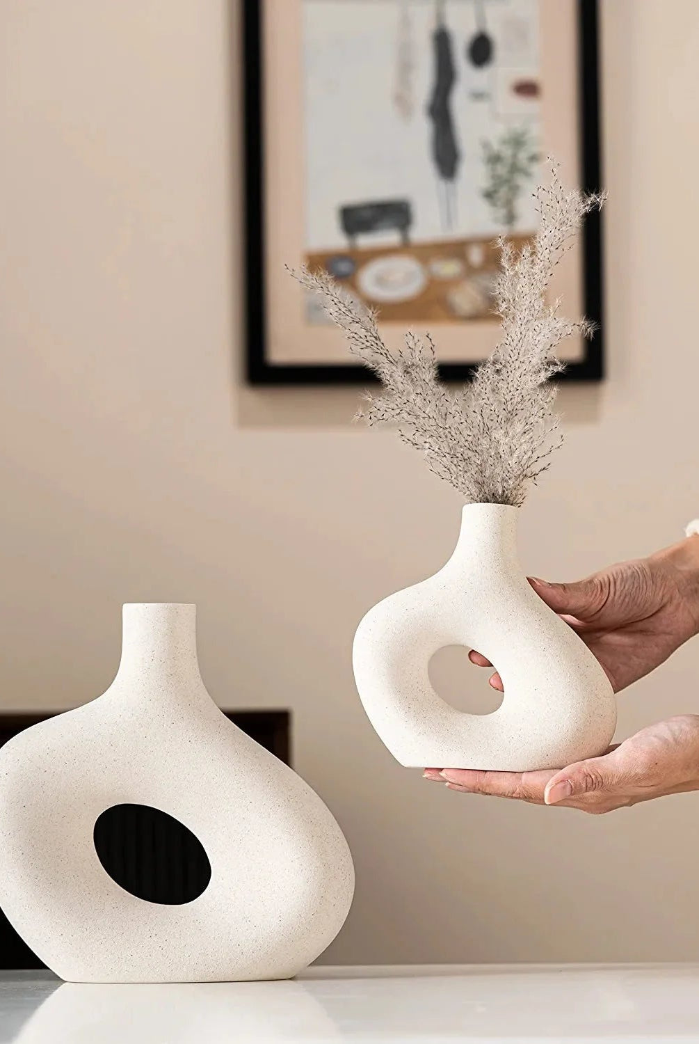 Ceramic Distorted Donut Vases (Set of 2)