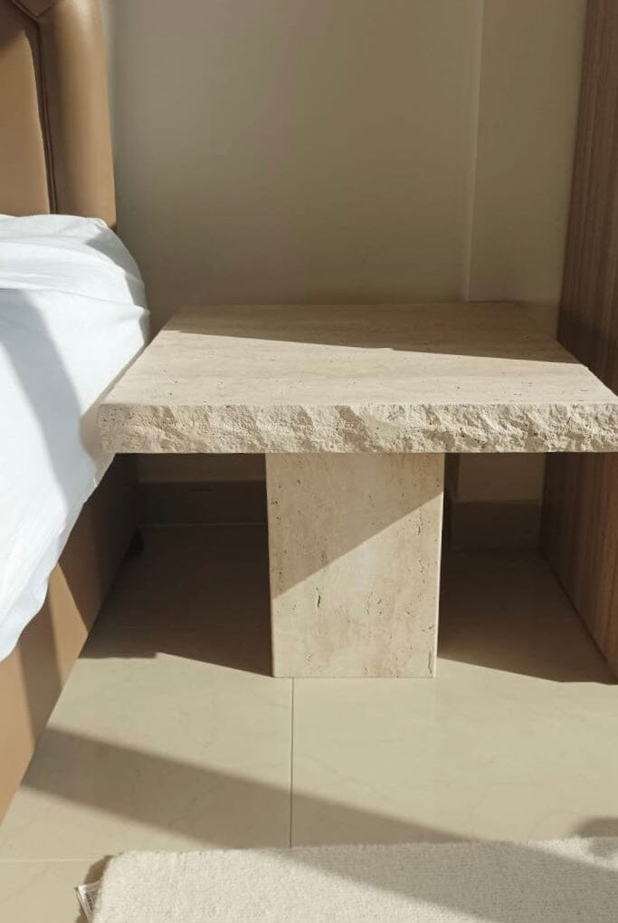 Travertine Square Top Side Table (2 Sizes)