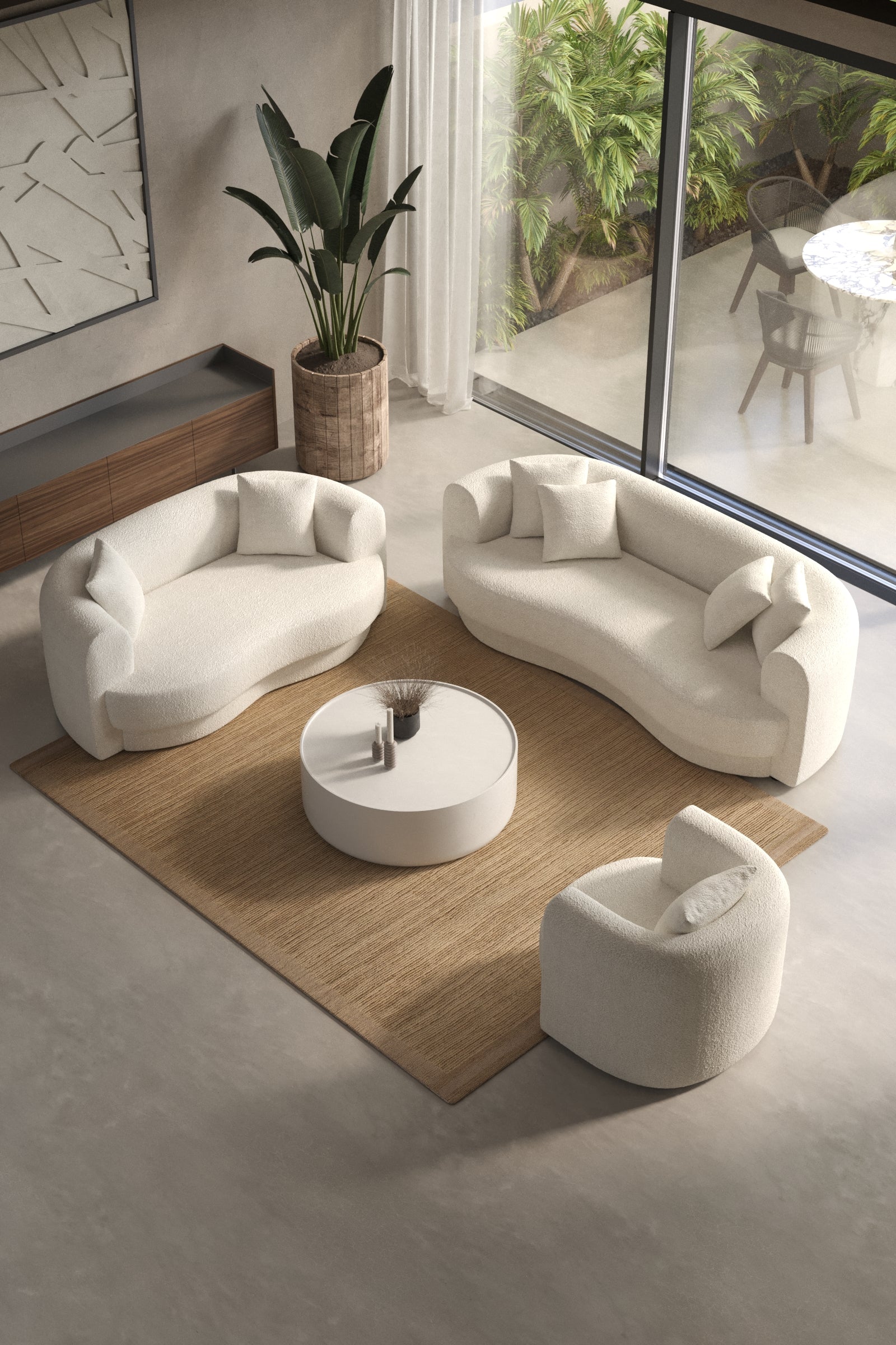 Aella Off White Bouclé Sofa 2 & 3 Seater 003