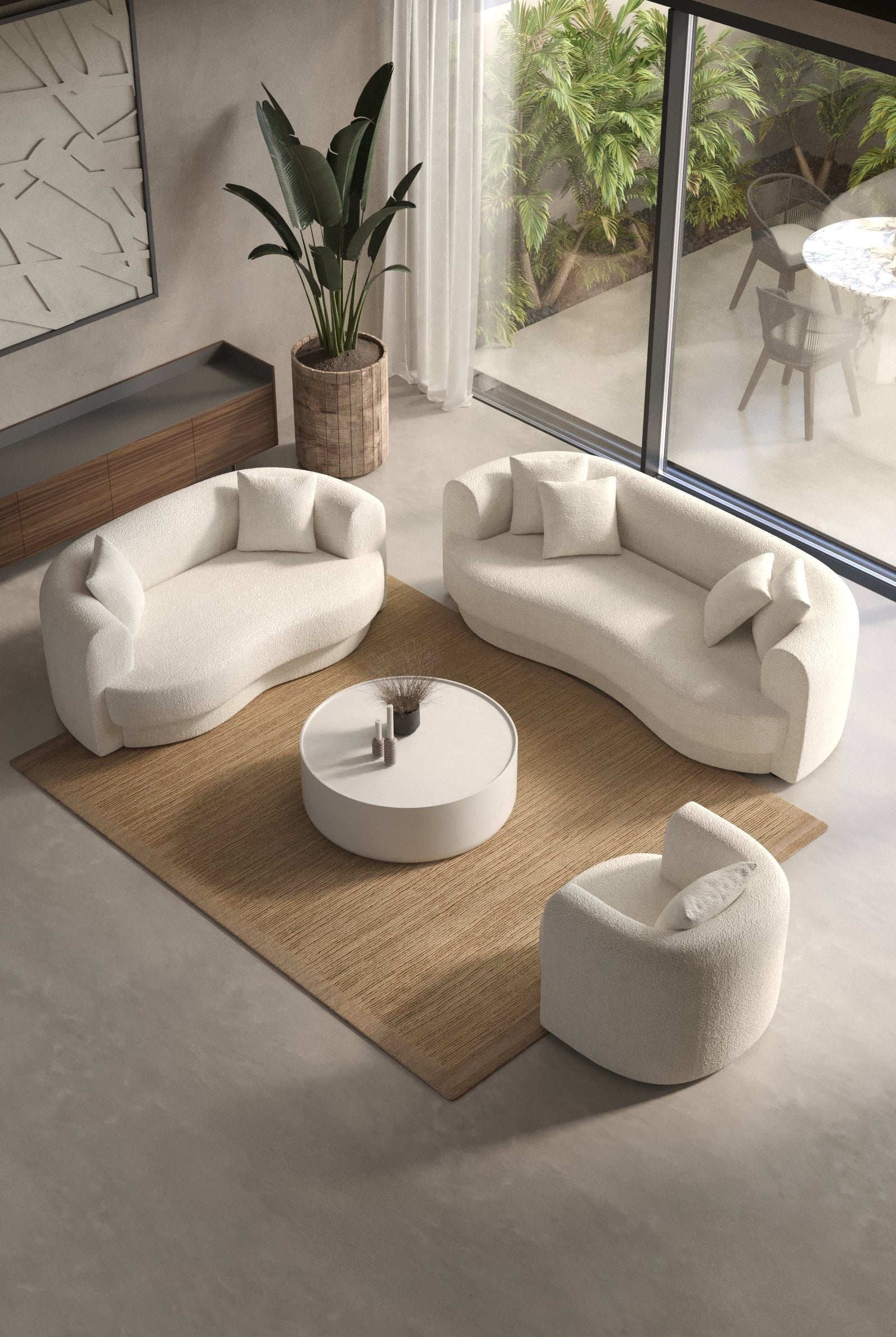 Aella Off White Bouclé Sofa 2 & 3 Seater