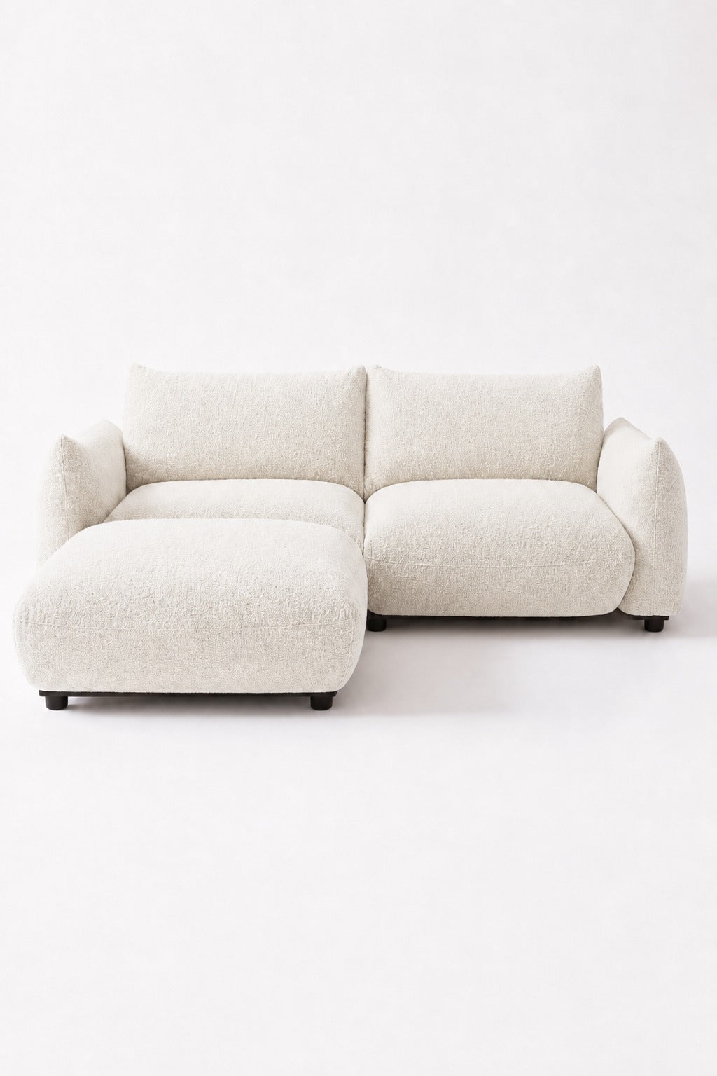 Alannah Off White Boucle Modular 2 Seater Sofa with Ottoman