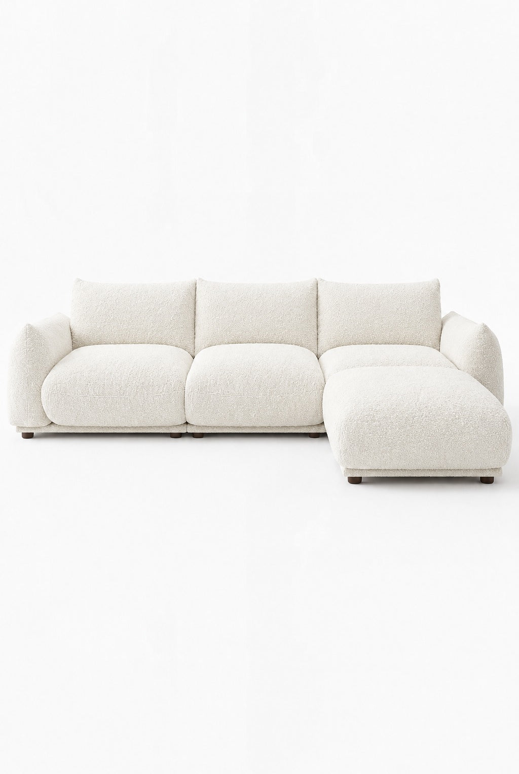 Alannah Off White Boucle Modular 4 Seater Sofa with Ottoman