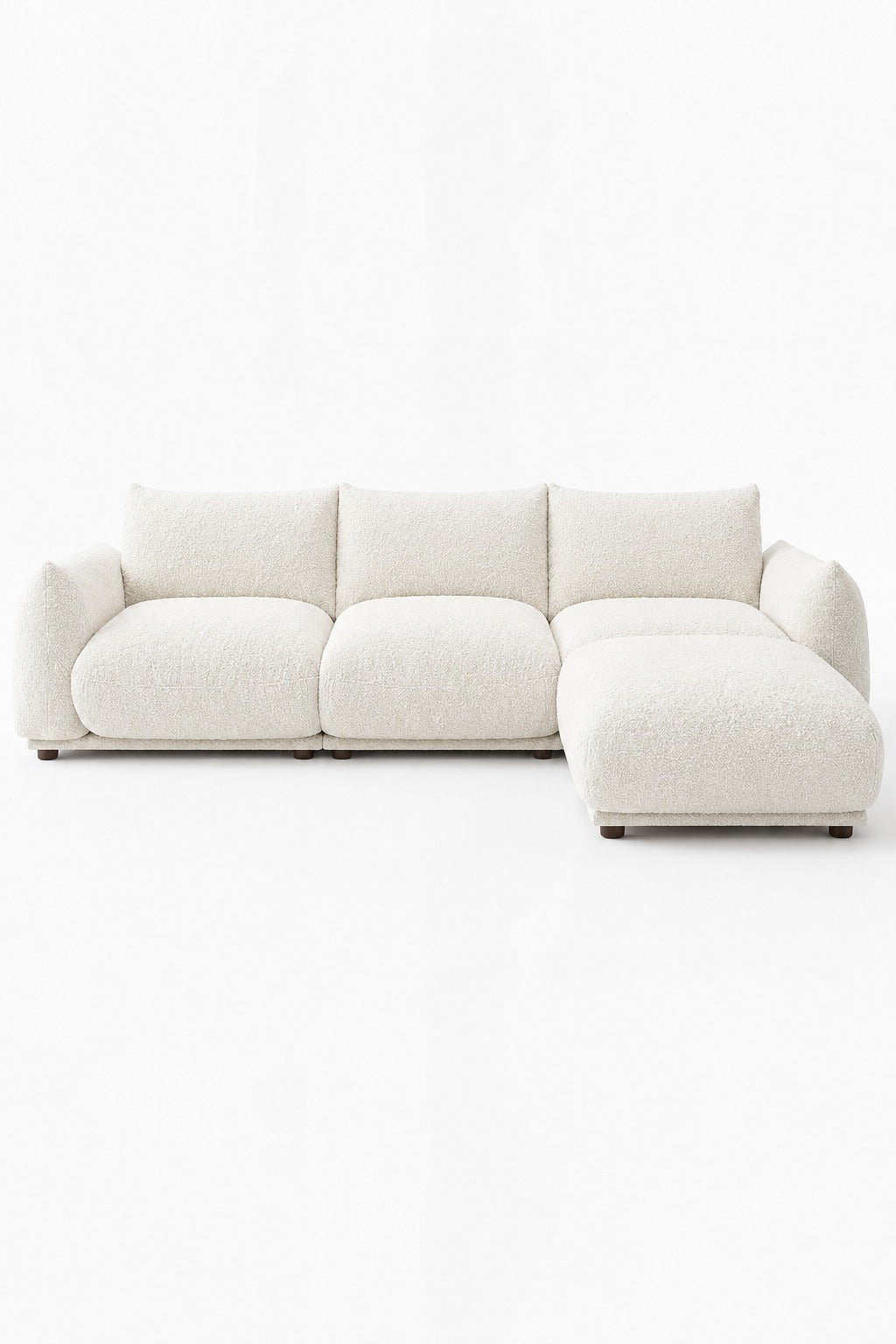 Alannah Off White Boucle Modular 4 Seater Sofa with Ottoman
