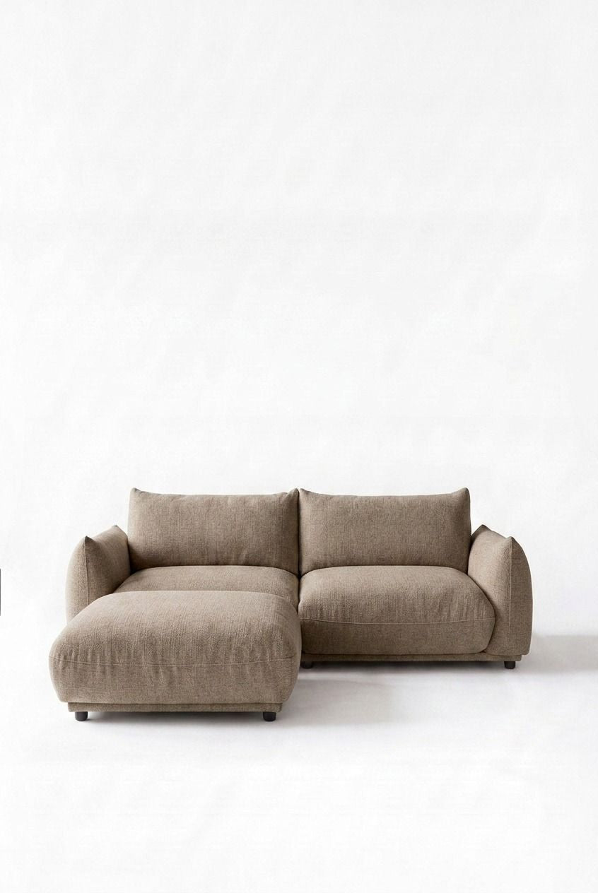 Alannah Taupe Modular 2 Seater Sofa with Ottoman