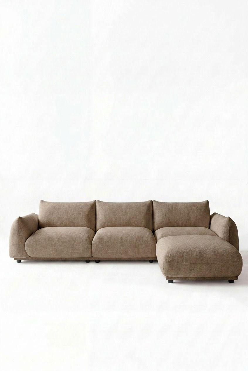 Alannah Taupe Modular 4 Seater Sofa with Ottoman