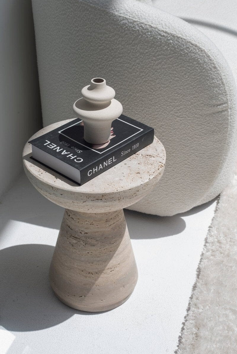 Aletea Solid Travertine Side Table (2 Sizes)